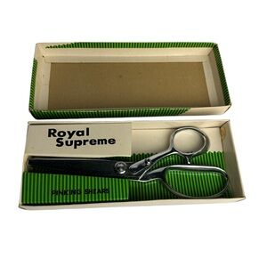 Vintage Royal Supreme 8” Inch Pinking Shears Scissor Original Box Chrome Plated